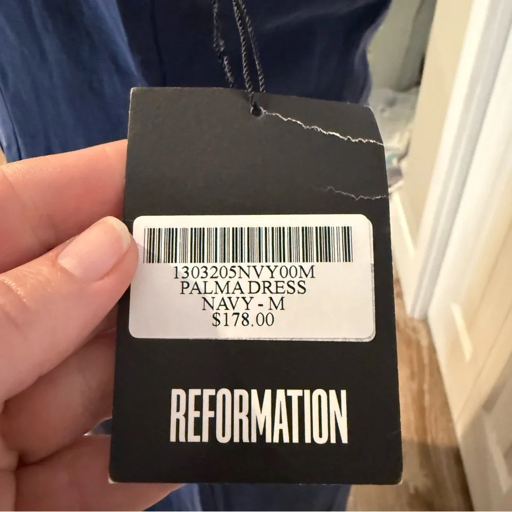 Reformation Navy Double-Breasted Belted Midi Dress - Picture 7 of 14